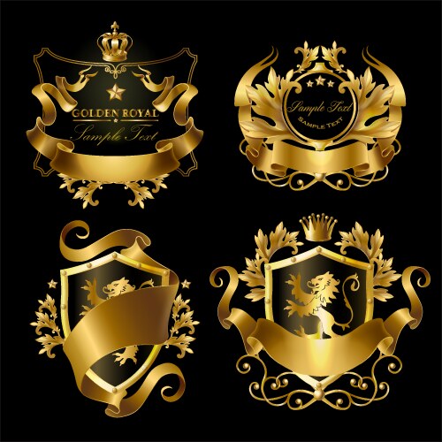Royal Gold Stickers & Monogram Vector Image