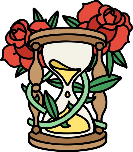 Traditional Hourglass with Roses Vector Image