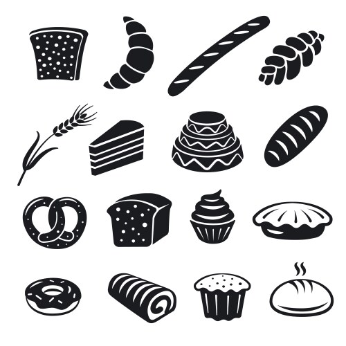 Bakery and bread icons vector image