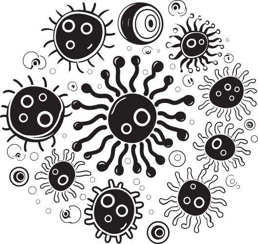 Pathogenic patterns graphic design with virus Vector Image