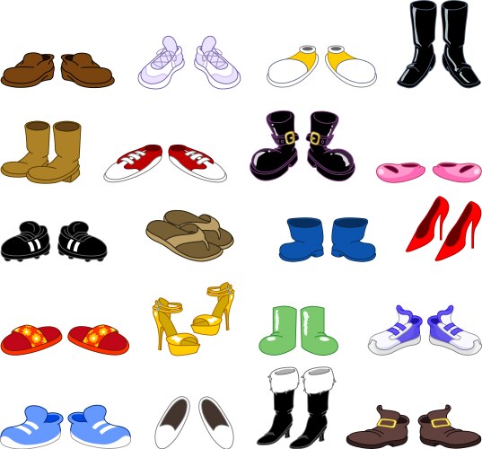 cartoon shoes set vector