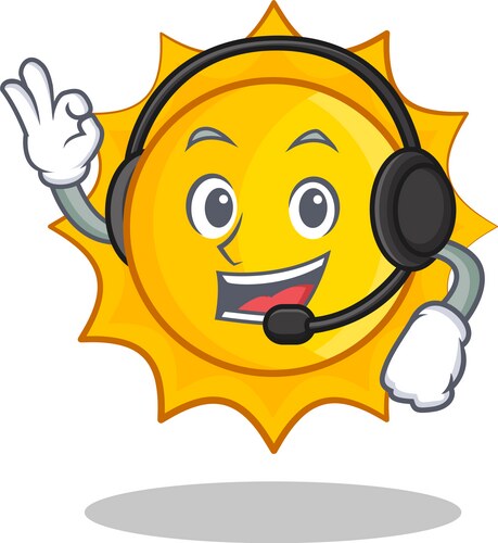 Cute Sun Character with Headphones