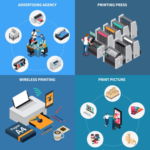 Printing house equipment printer plotter offset Vector Image