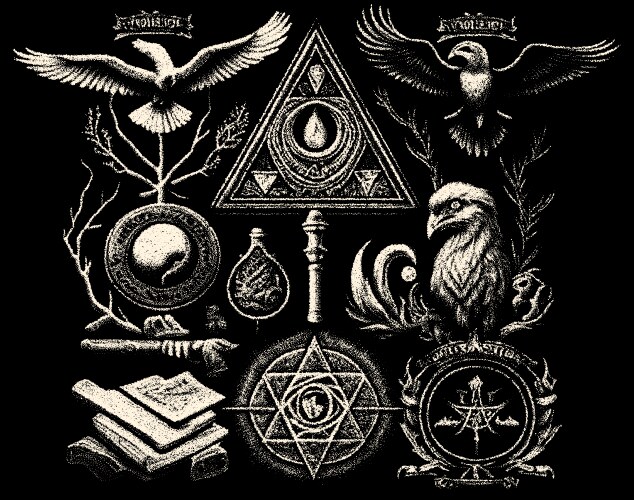 Occult symbols composition in dotwork style Vector Image