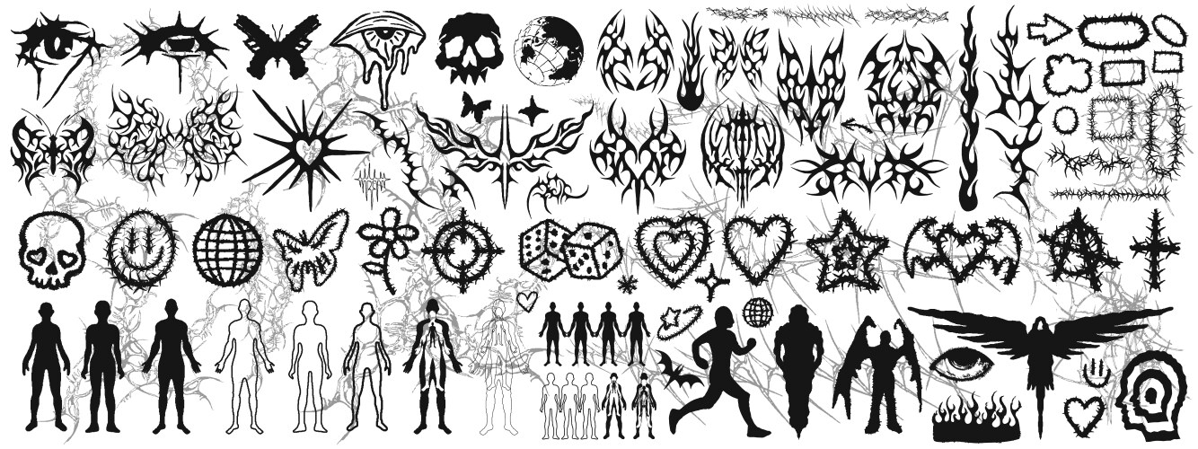 Y2K Grunge Streetwear Elements Vector Image