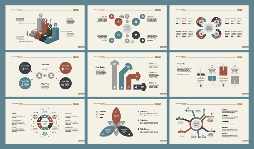 six research slide templates set vector image