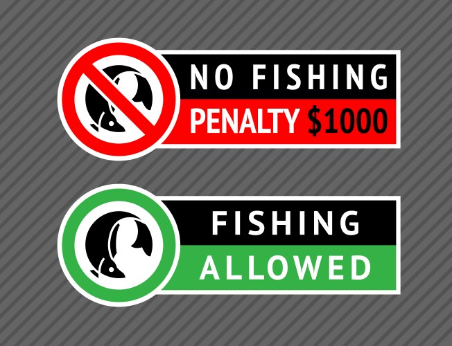 sticker set no fishing or allowed vector image