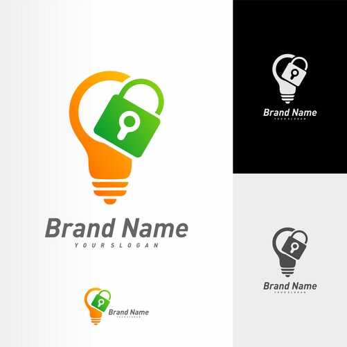 Creative lock logo template light bulb – Royalty-Free Vector | VectorStock