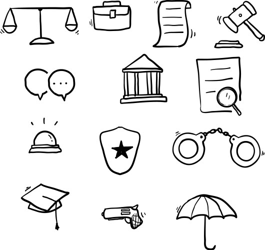 Law & Justice Line Icons Vector Image