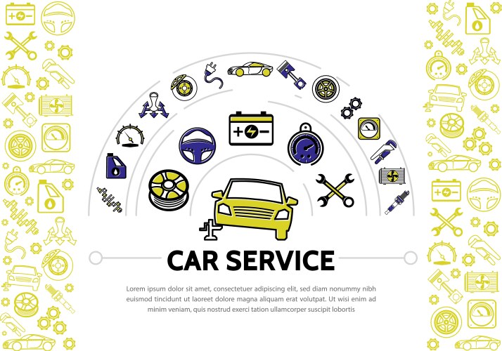 car service line icons composition vector image