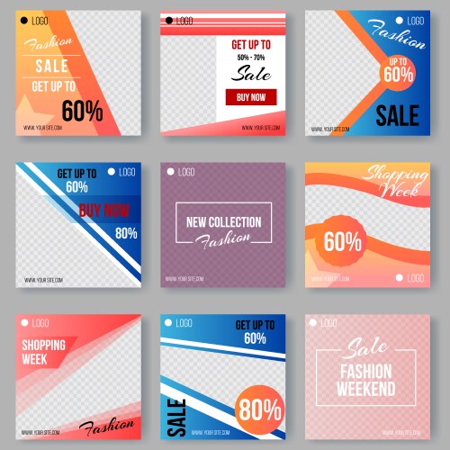 Geometric Social Media Templates Vector Image
