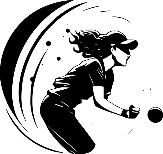 Softball - black and white Vector Image