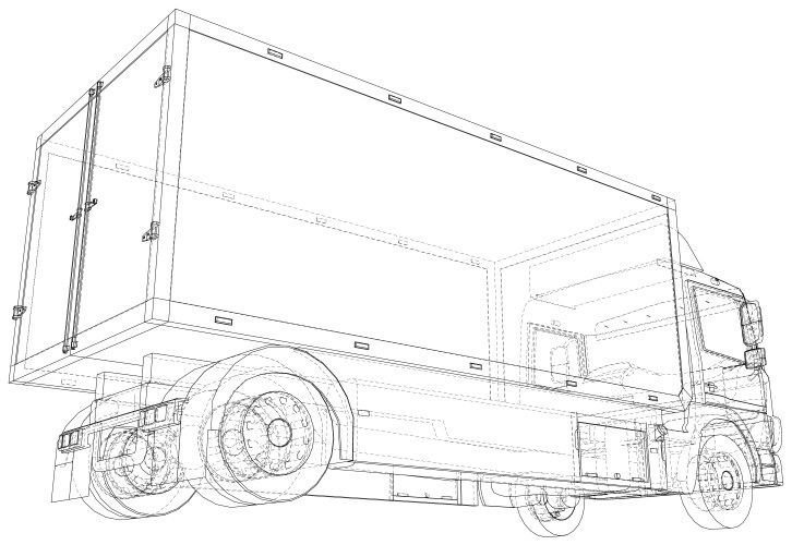 Commercial cargo van isolated wire-frame Vector Image