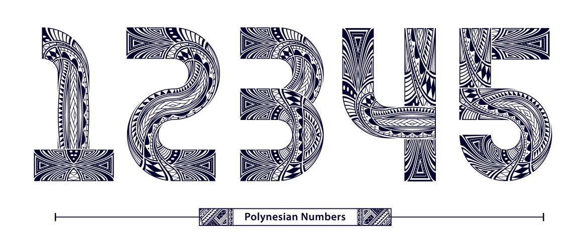 Numbers polynesian style in a set 12345 vector image