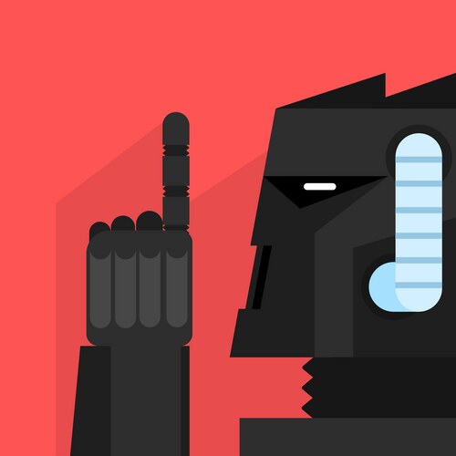 Black robot with finger up Vector Image