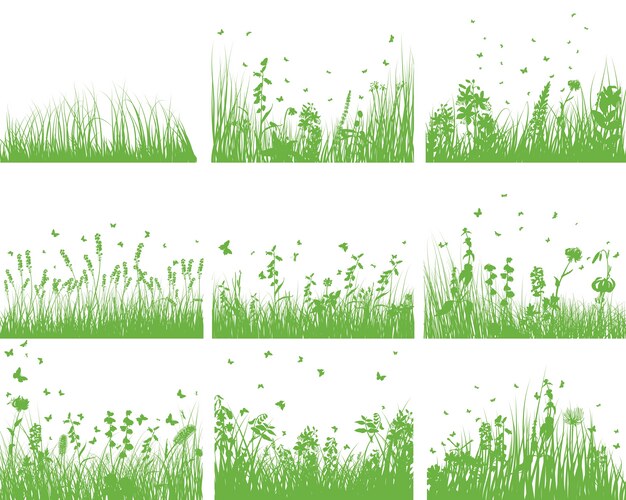 Grass set of elements Royalty Free Vector Image