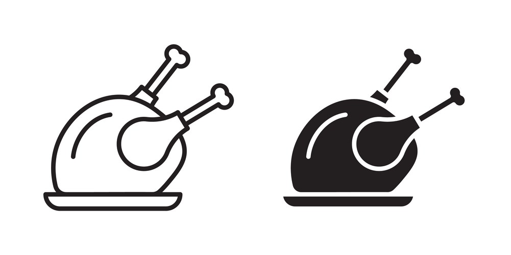 Roasted Turkey Icon - Poultry Symbol Vector Image