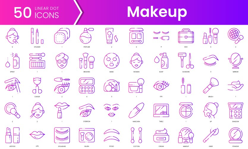 Set of makeup icons gradient style icon bundle vector image