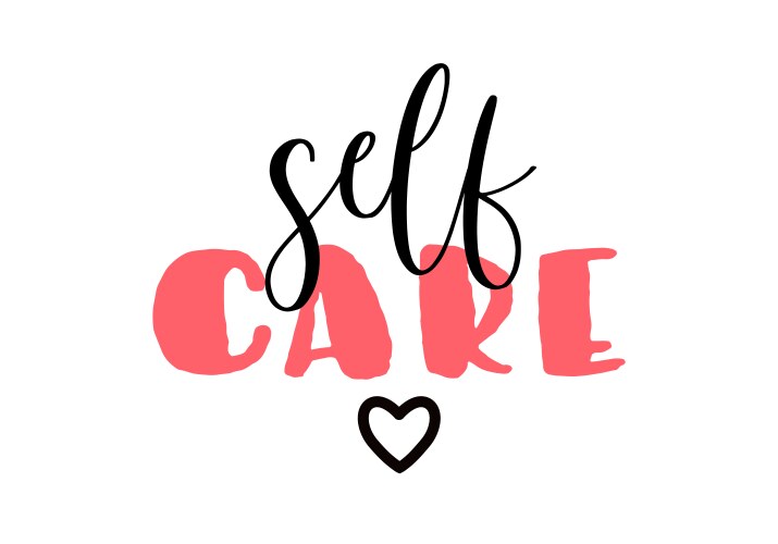 Self-care lettering quote self care and body vector image