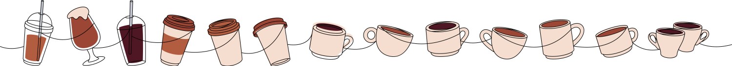 Coffee Shop Line Art - Cups & Mugs Vector Image