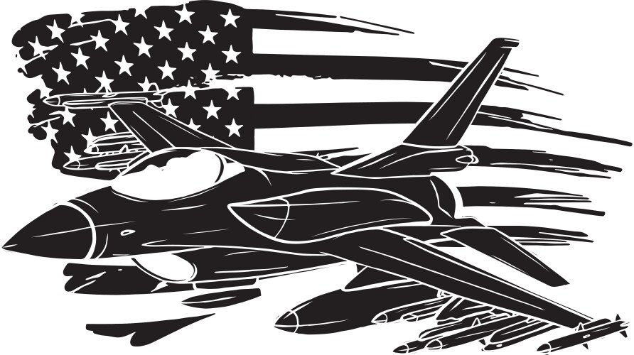 Military Fighter Jet with Missile Vector Image