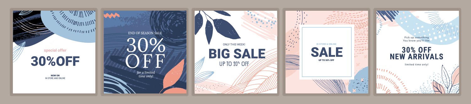 Social media sale banners design vector image