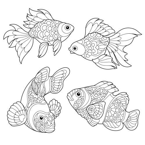 Zentangle Fish Pattern Vector Image