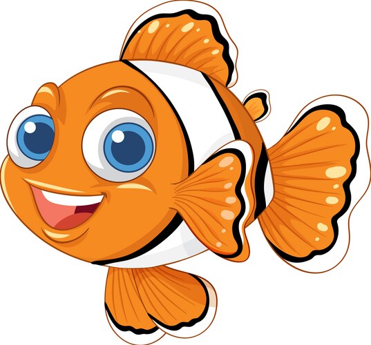 Cartoon clownfish smiling isolated Vector Image