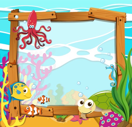 Ocean view with the cloud board blank space Vector Image