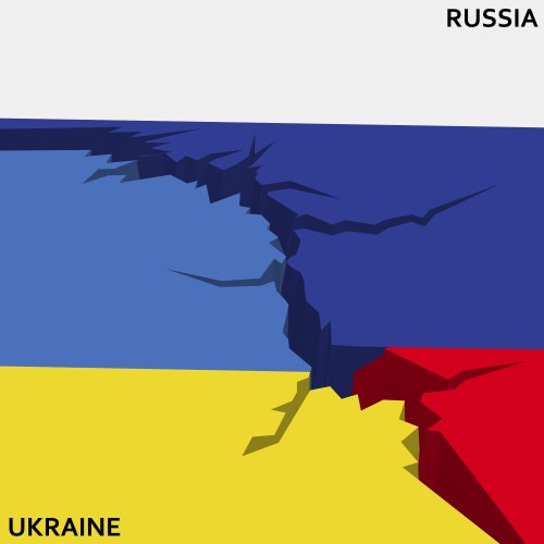 Ukraine and russia flags Royalty Free Vector Image