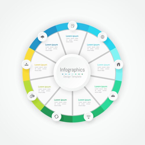 Infographic 9 options design elements Royalty Free Vector