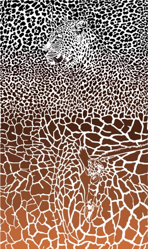 Leopard and giraffe black braun background vector image