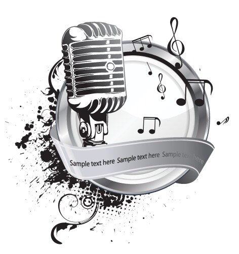 Microphone Label with Musical Elements – Free Vector | VectorStock