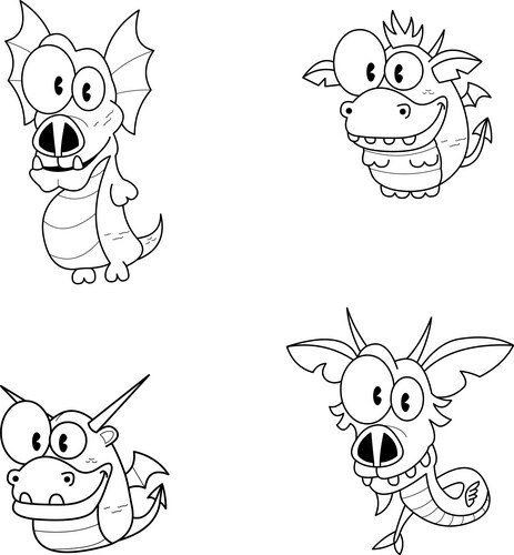 Cartoon dragons Vector Image