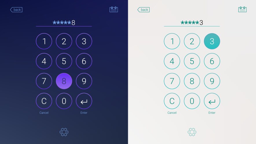 Passcode interface for lock screen login or enter vector image