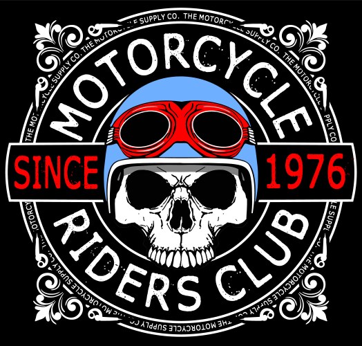 Skull Motorcycle T-Shirt Graphic Vector Image