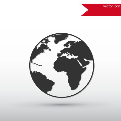Globe earth icon black and white Royalty Free Vector Image