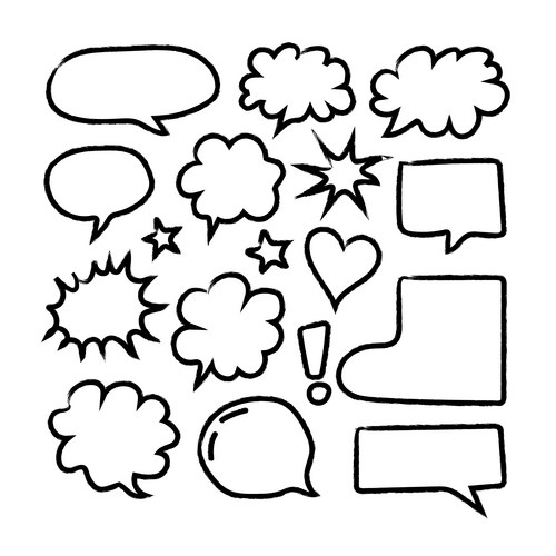 Hand Drawn Speech & Thought Bubbles Vector Image