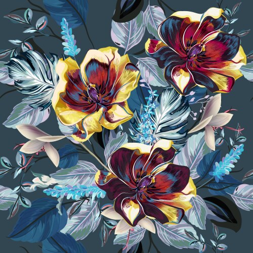 beautiful fashion fabric pattern with tulip vector