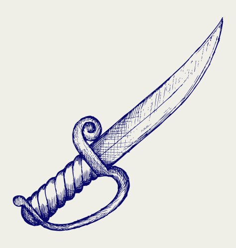 Stylized Dagger Sketch Vector Image