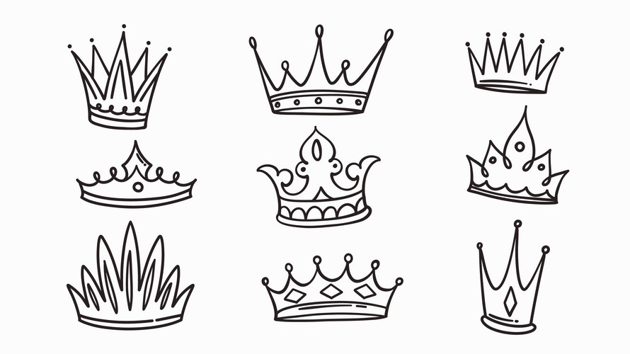 Royal Crown Doodle Set Vector Image
