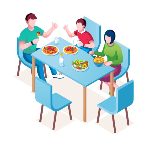 Happy afro american family at dinner table Vector Image