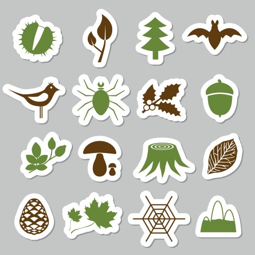 Forest stickers design Royalty Free Vector Image