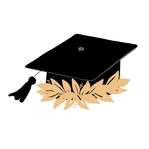 Graduation cap decorated with doodle laurel wreath Vector Image