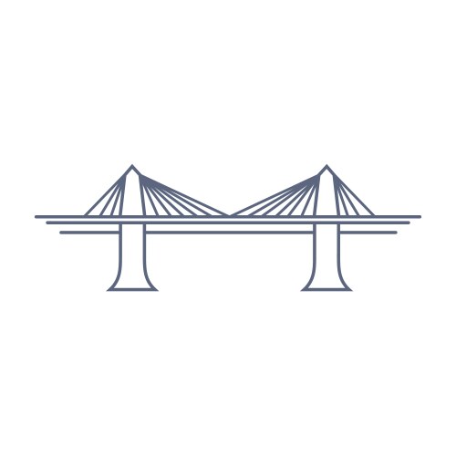 bridge line icon - suspension simple vector