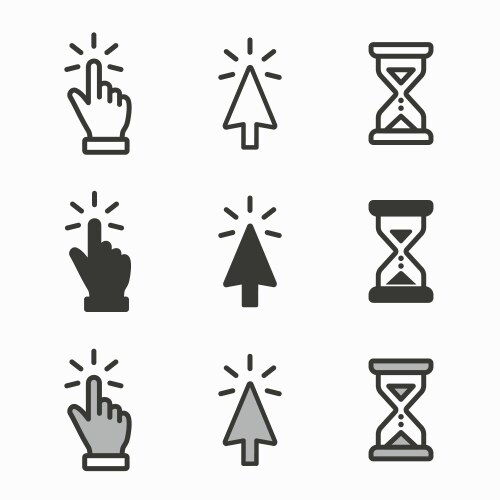Mouse Cursor Icons - Pointer & Hand – Royalty-Free Vector | VectorStock