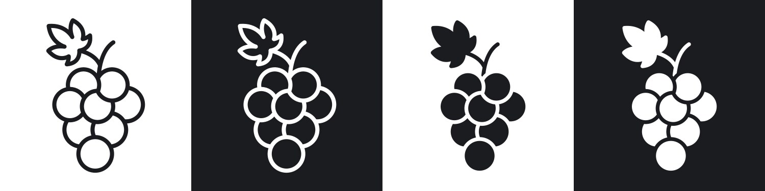 Grapes thin line icon set Royalty Free Vector Image