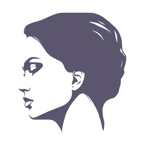 young woman face side view in low key style vector image