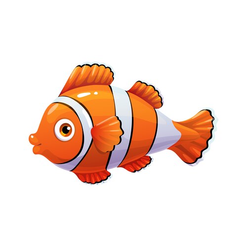 Cartoon clown fish isolated icon on white Vector Image