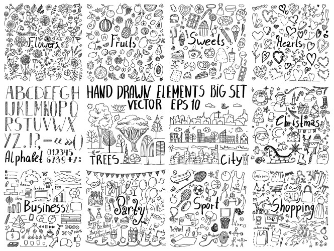 Big set of vintage elements Royalty Free Vector Image